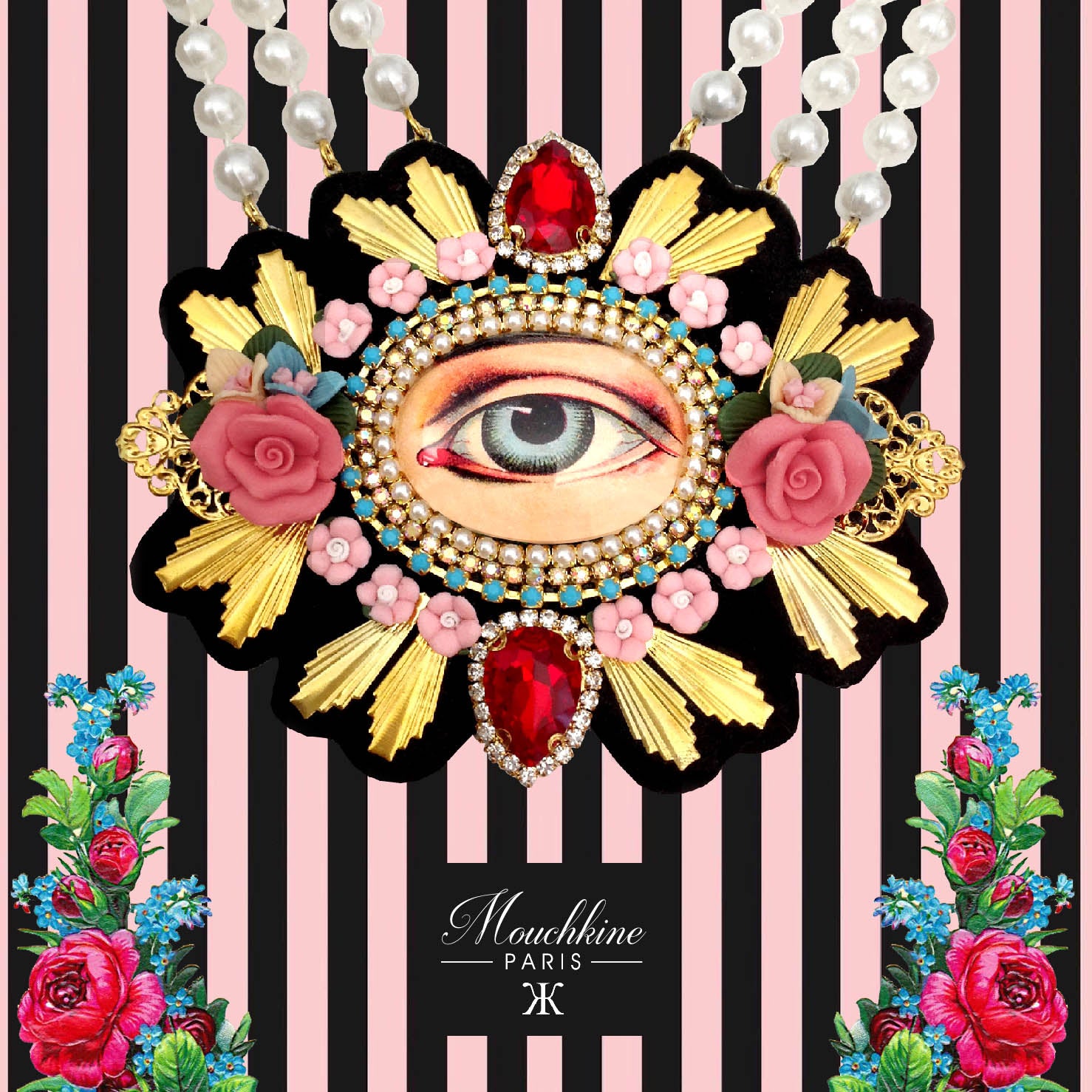 Mouchkine Jewelry amazing handmade in france antique eye necklace