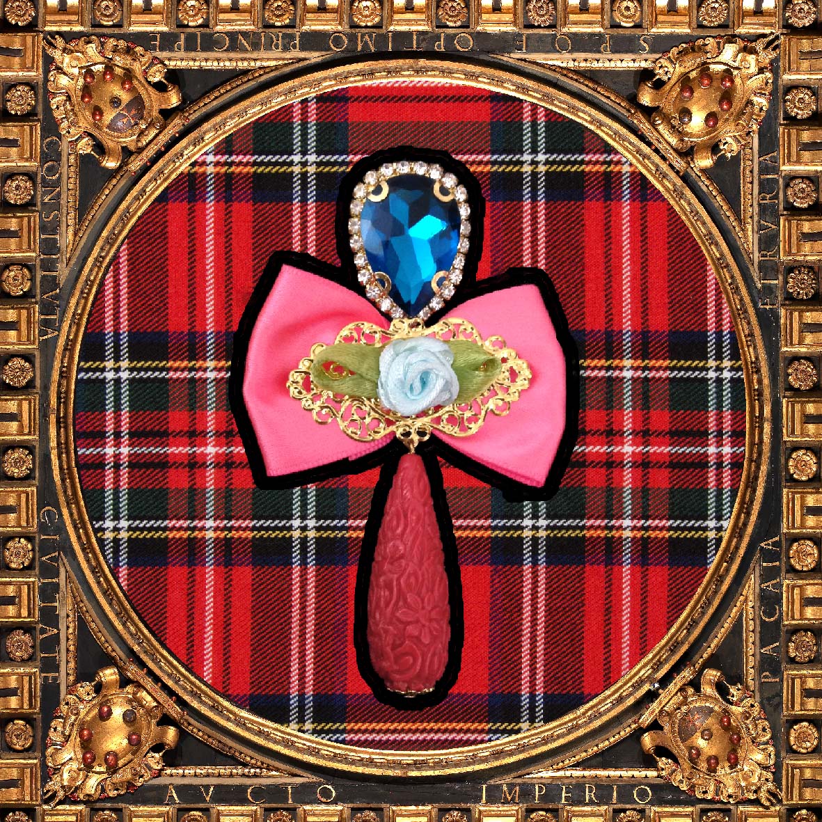mouchkine jewelry chic bow earrings, pink and blue jewel, handmade in france.