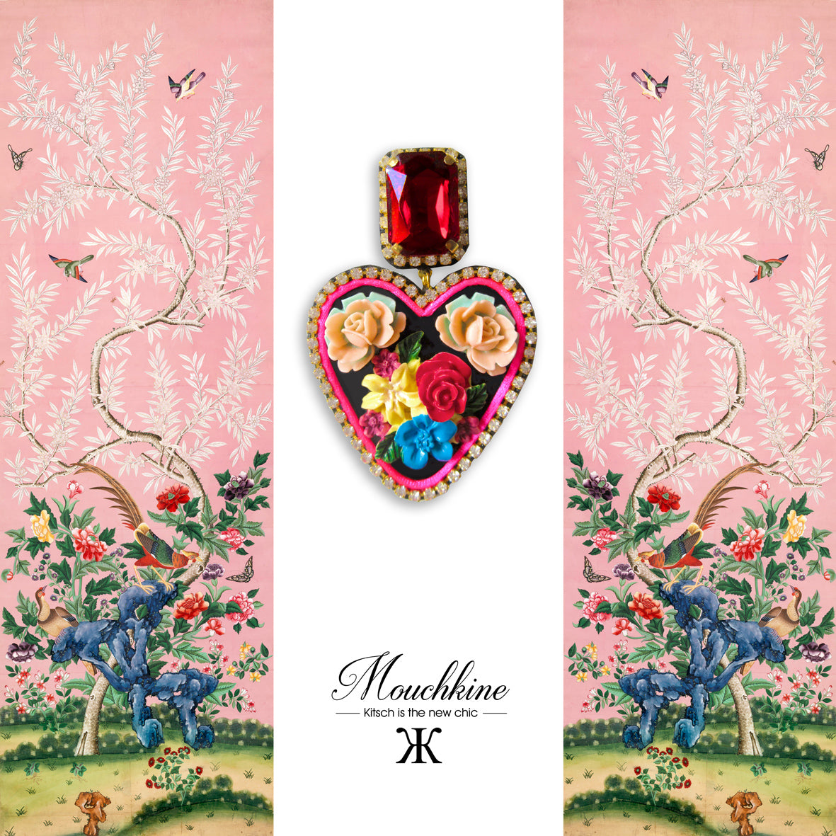 Mouchkine Jewelry handmade floral heart chic earrings.