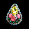 mouchkine jewelry chic brooch with yellow crystal and ceramic flowers