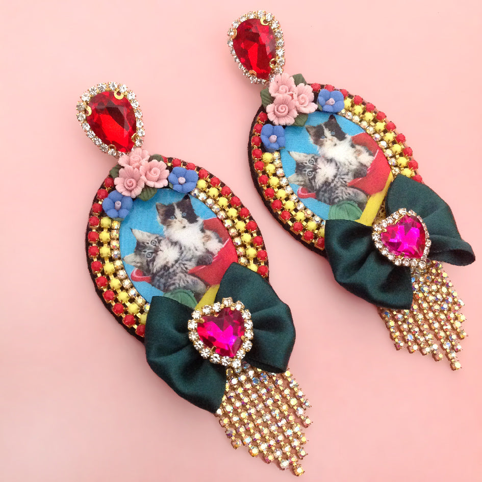 mouchkine jewelry kitsch and chic kitty earrings