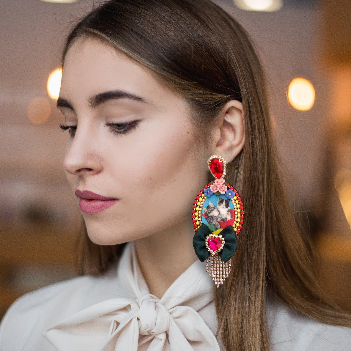 mouchkine jewelry kitsch and chic kitty earrings
