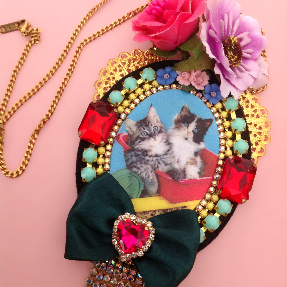 mouchkine jewelry kitsch and chic haute couture cats necklace handmade in france