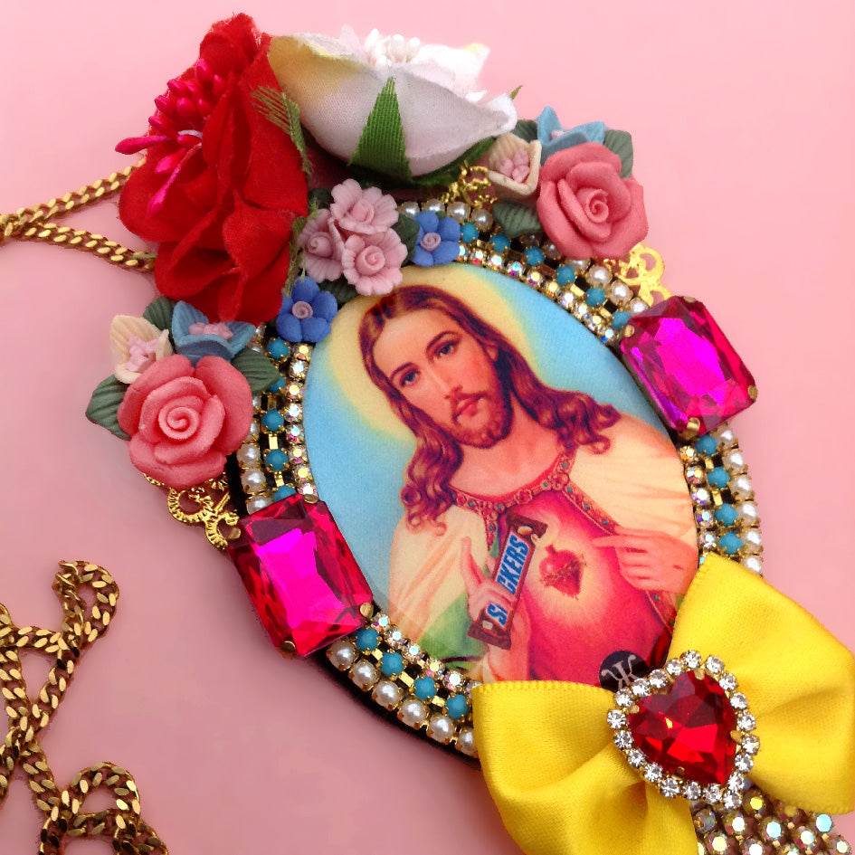 mouchkine jewelry pop art jesus kitsch and chic colorful necklace