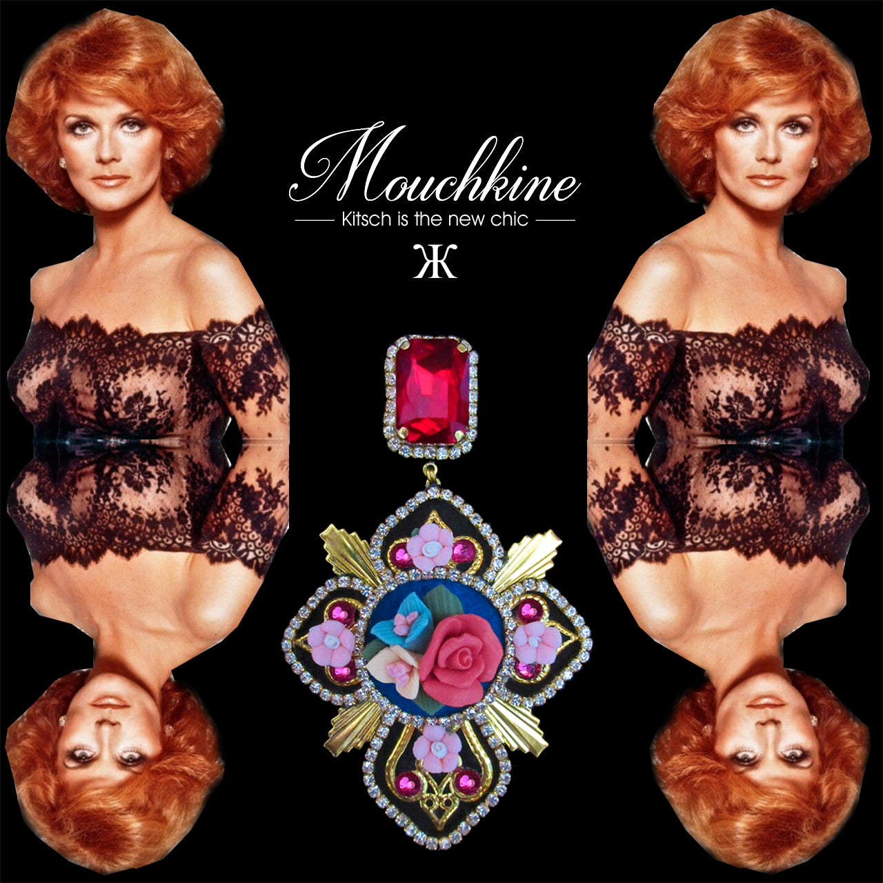 mouchkine jewelry bijoux earrings kitsch blingbling chic elegance flowers couture