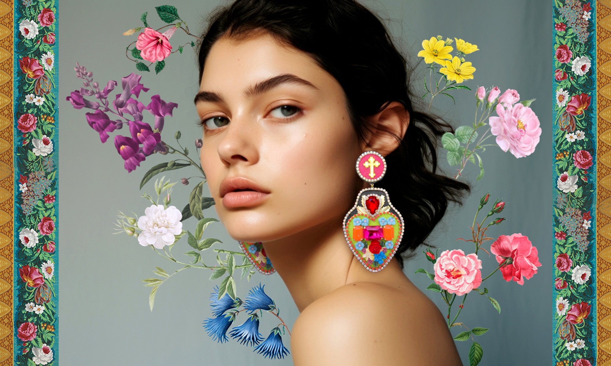 【konbucream】MOUCHKINE jewelry クッション Mouchkine jewelry housse de coussin POP - Fleurette 40x40cm