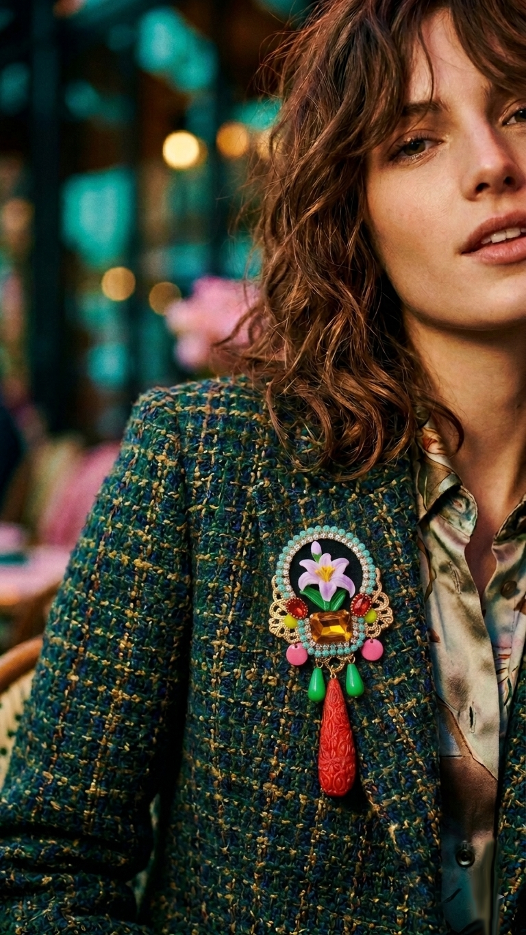 Broche florale luxe fait main : Bijou couture | Mouchkine Jewelry
