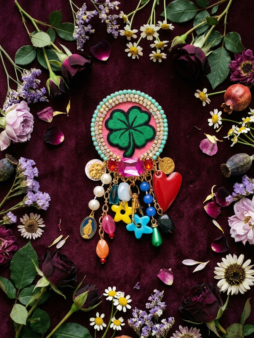 Broche trèfle porte-bonheur bijou fait main France – Mouchkine Jewelry