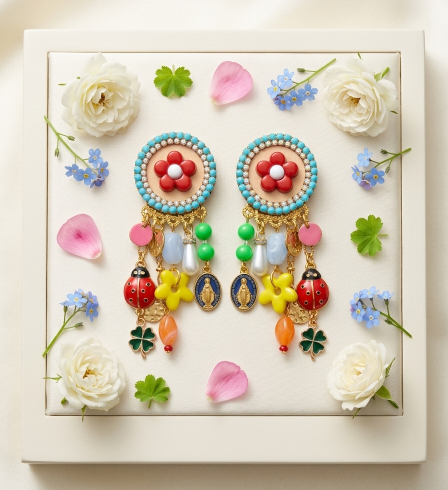 boucles d'oreilles celebration  à breloques colorées fait main Mouchkine tendance