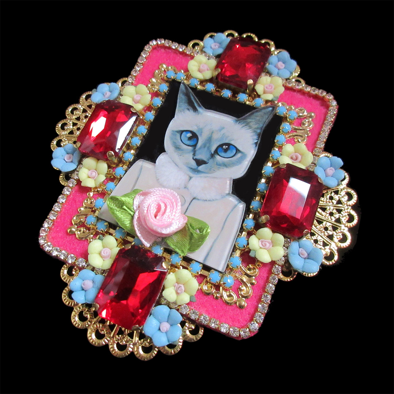 Mouchkine Jewelry handmade in france luxury cat Brooch.