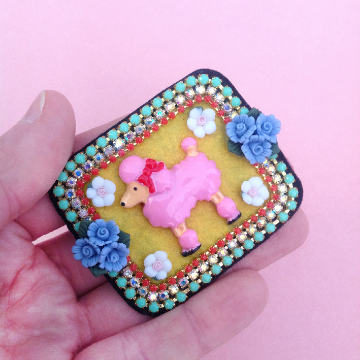 mouchkine jewelry pink poodle fun and trendy chic brooch, handmade in france
