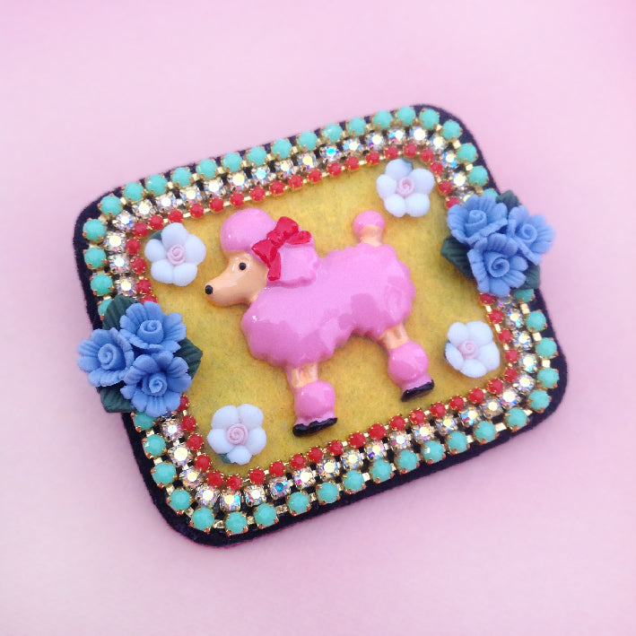 mouchkine jewelry pink poodle fun and trendy chic brooch, handmade in france