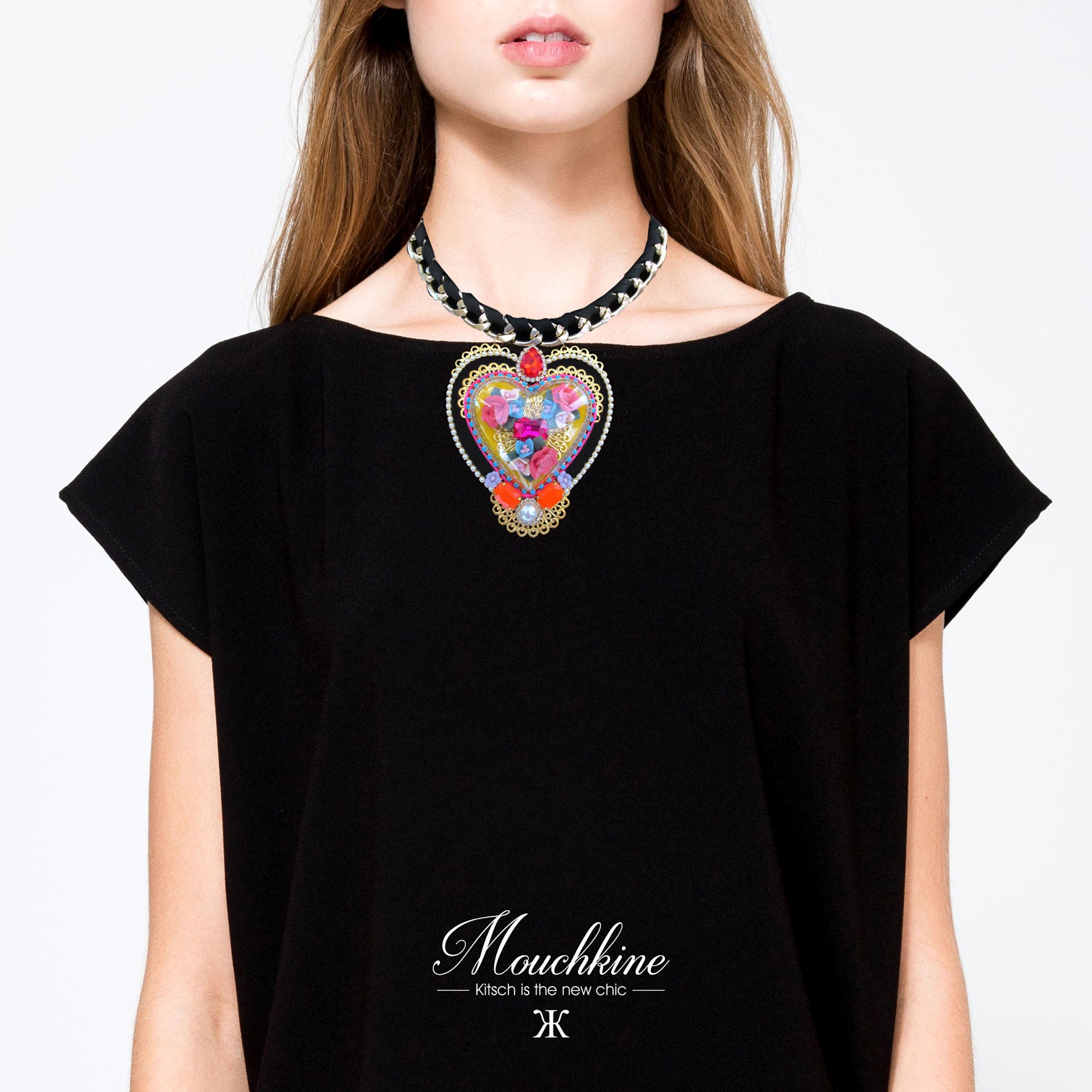 mouchkine jewelry necklace bijoux collier coeur heart chic luxury handmade jewels trendy classy statement