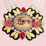 mouchkine jewelry haute couture shiny eye necklace with ceramic flowers