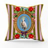 mouchkine jewelry luxury velvet cushion with floral parrot on pink stripes