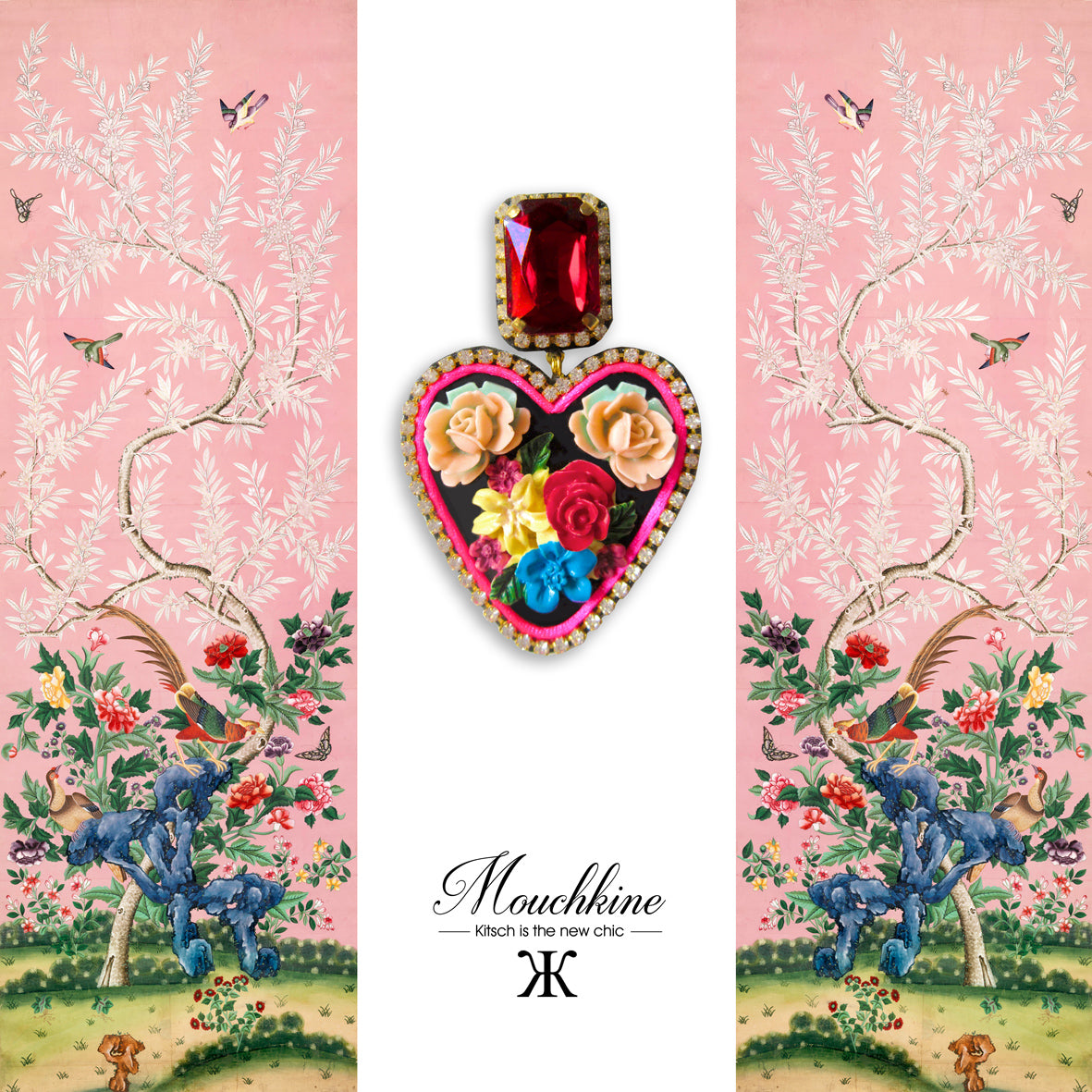 Mouchkine Jewelry handmade floral heart chic earrings. 