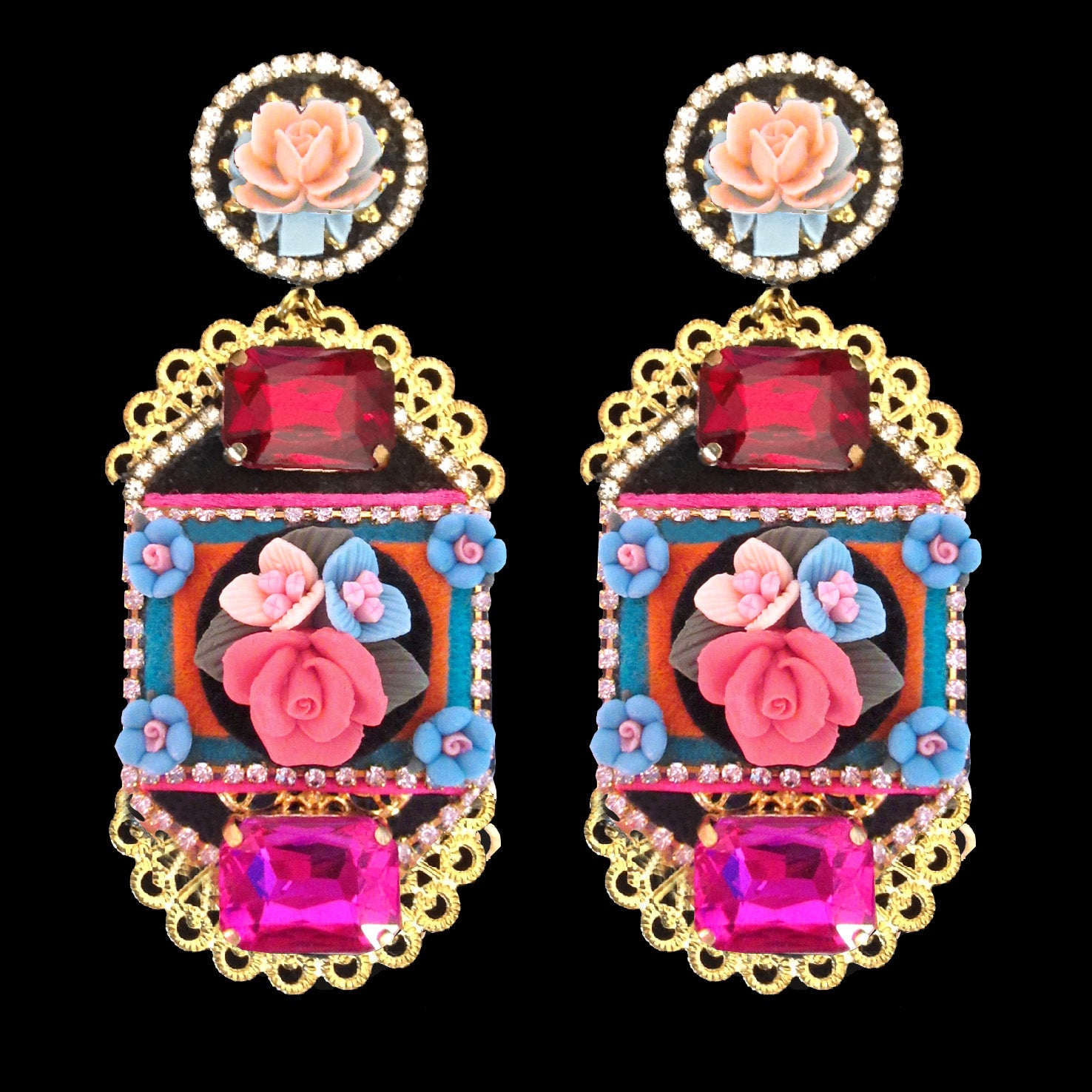 mouchkine jewelry handmade couture chic flowers earrings