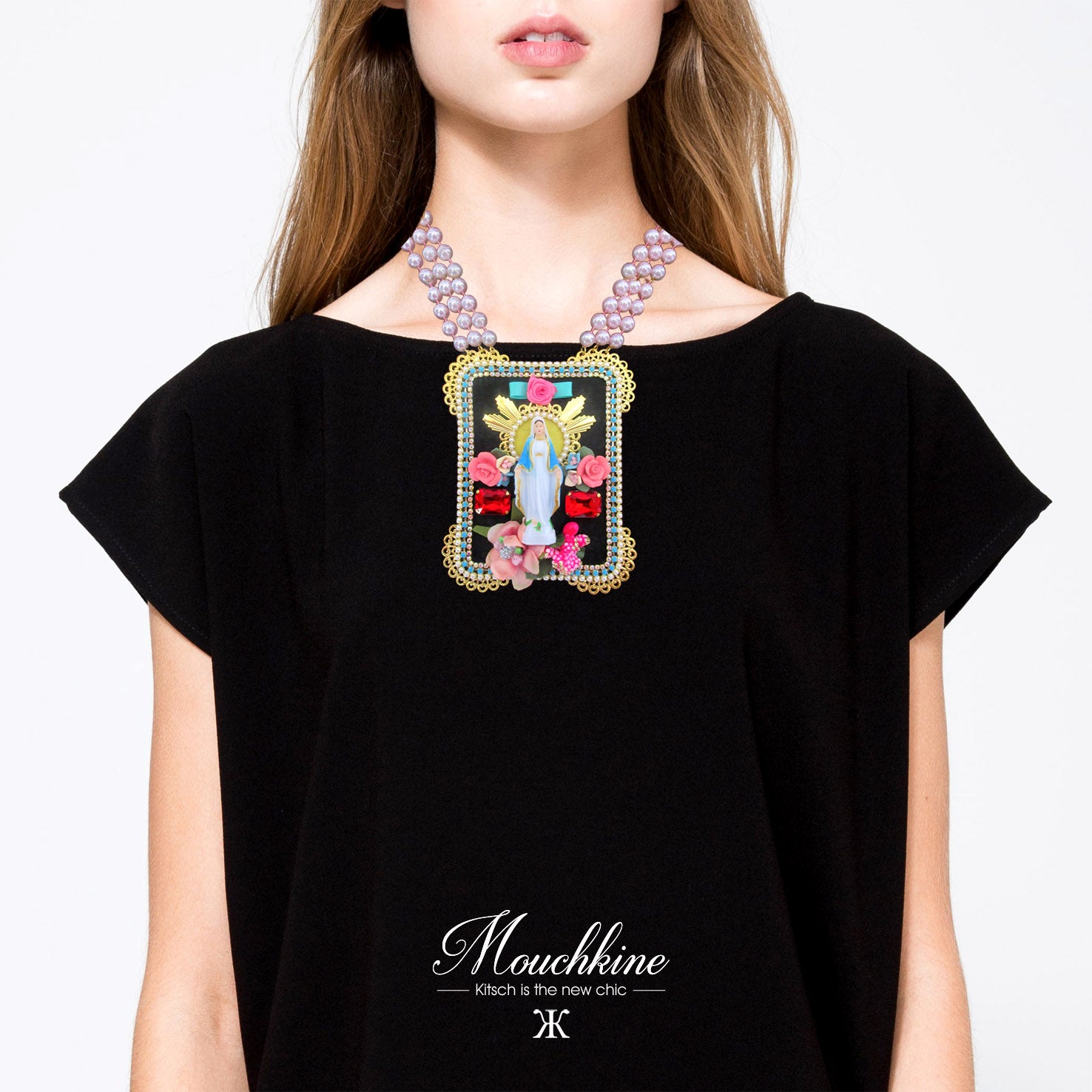 mouchkine jewelry handmade in paris couture iconic statement madonna necklace.