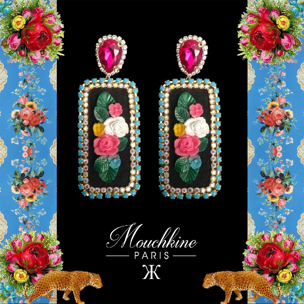 mouchkine jewelry floral baroque chic and trendy handmade in france earrings