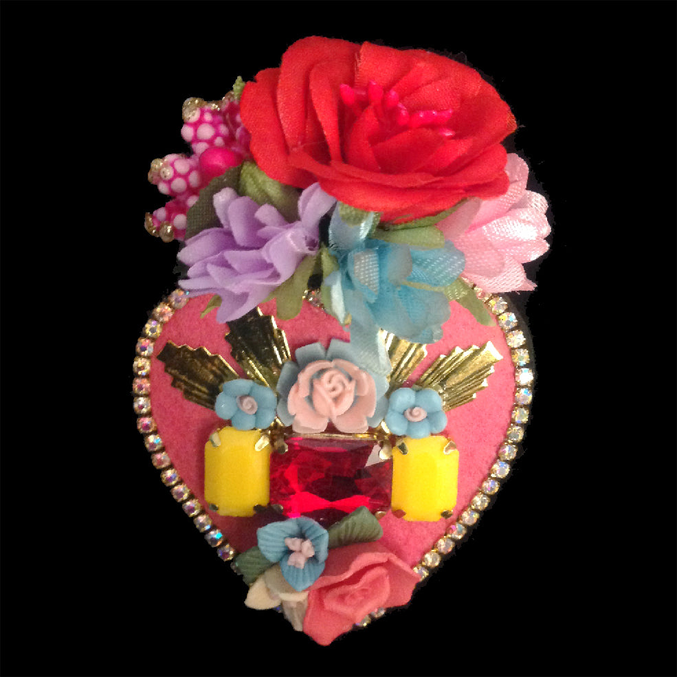 mouchkine jewelry elegant pink exvoto brooch handmade in france
