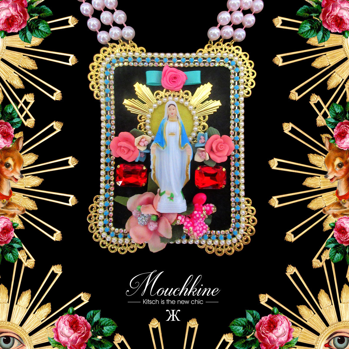 mouchkine jewelry handmade couture kitsch and trendy madonna necklace.