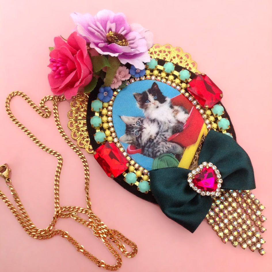 mouchkine jewelry kitsch and chic haute couture cats necklace handmade in france