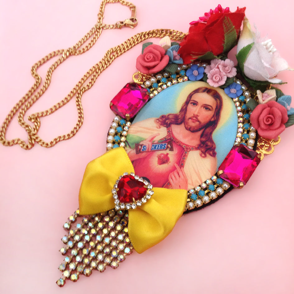 mouchkine jewelry pop art jesus kitsch and chic colorful necklace